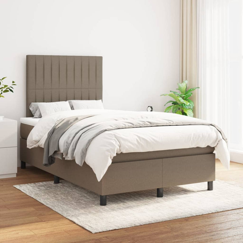 Boxspring met matras stof taupe 120x200 cm