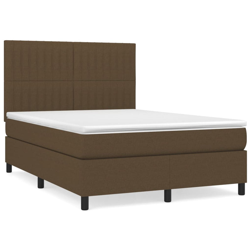 Boxspring met matras stof donkerbruin 140x200 cm