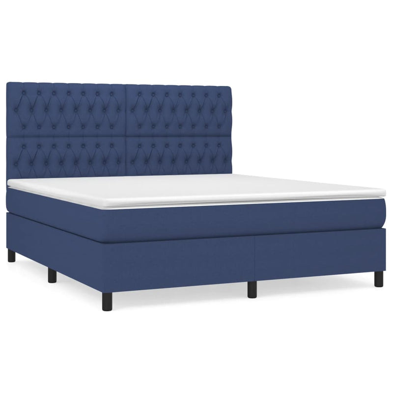 Boxspring met matras stof blauw 180x200 cm