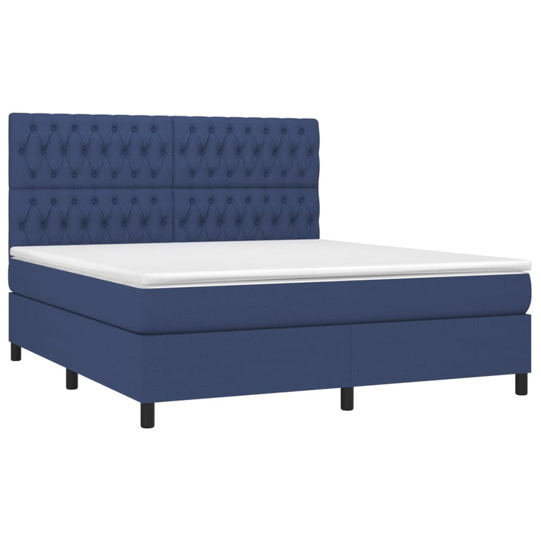 Boxspring met matras stof blauw 180x200 cm