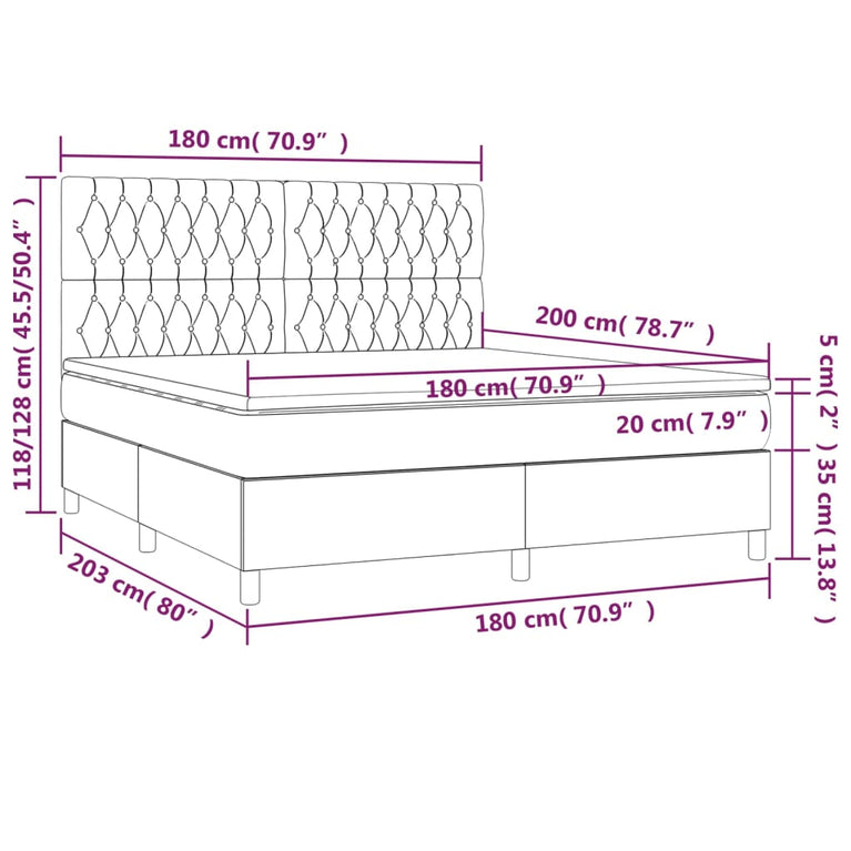 Boxspring met matras stof blauw 180x200 cm