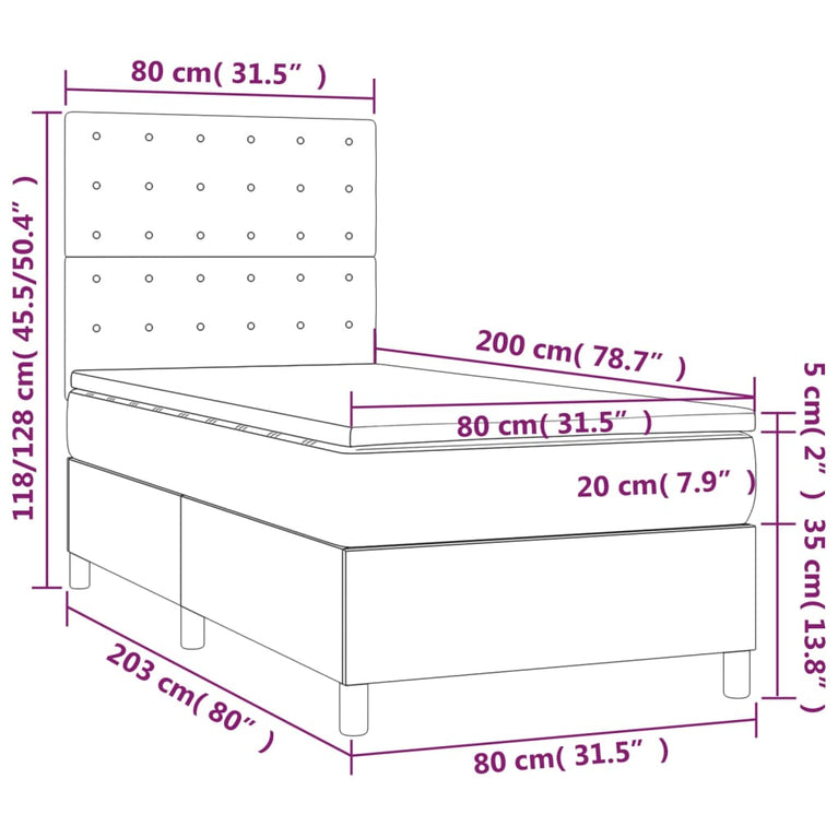 Boxspring met matras stof blauw 80x200 cm