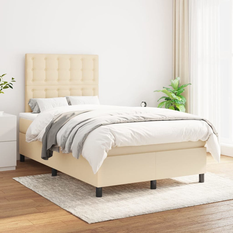Boxspring met matras stof crèmekleurig 120x200 cm