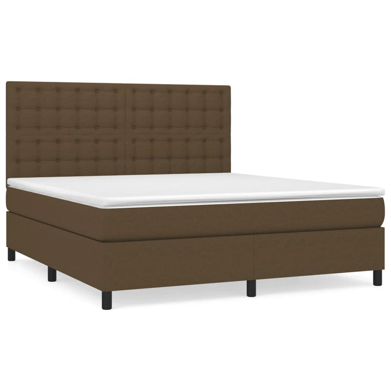 Boxspring met matras stof donkerbruin 180x200 cm