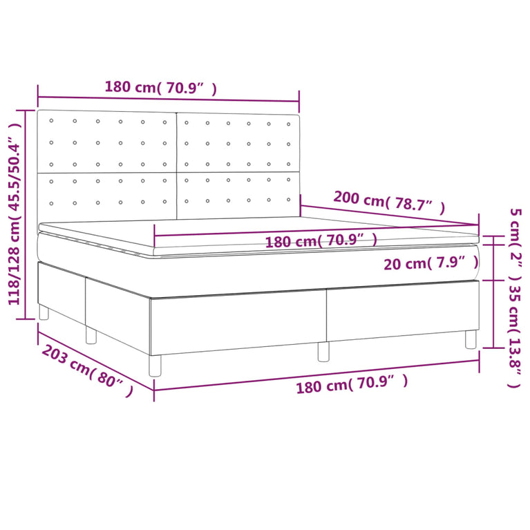 Boxspring met matras stof donkerbruin 180x200 cm