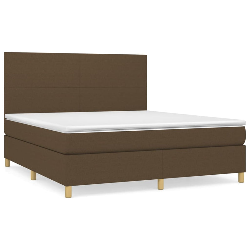 Boxspring met matras stof donkerbruin 160x200 cm