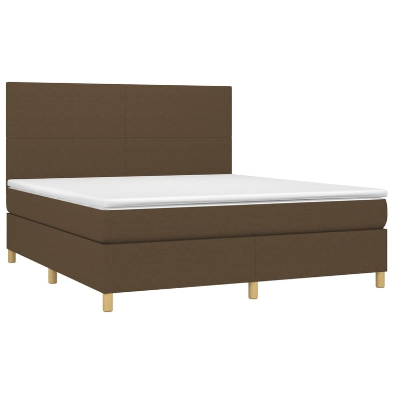 Boxspring met matras stof donkerbruin 160x200 cm