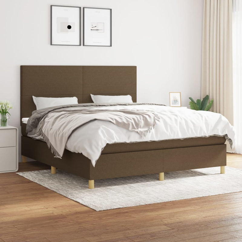 Boxspring met matras stof donkerbruin 160x200 cm