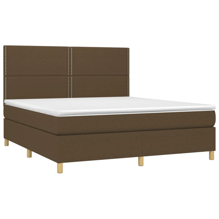 Boxspring met matras stof donkerbruin 160x200 cm