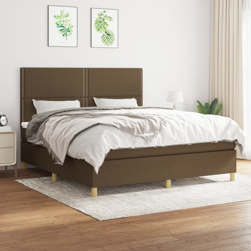 Boxspring met matras stof donkerbruin 160x200 cm