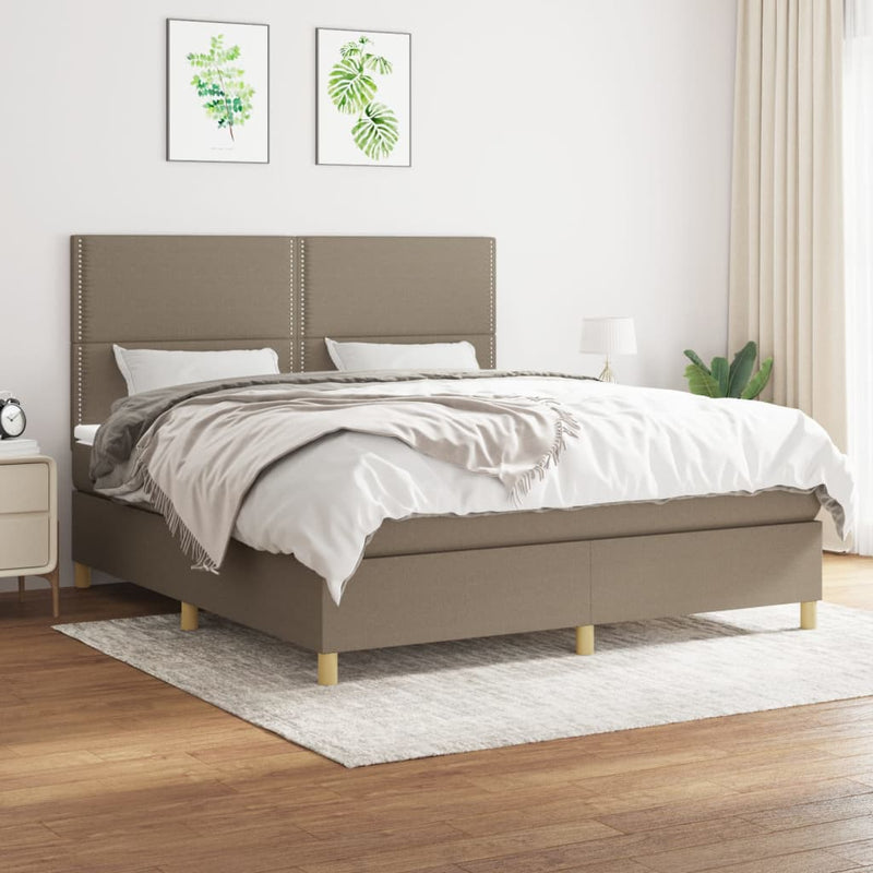 Boxspring met matras stof taupe 160x200 cm