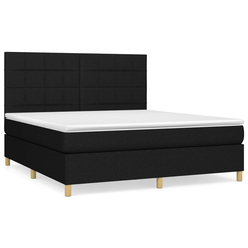 Boxspring met matras stof zwart 160x200 cm