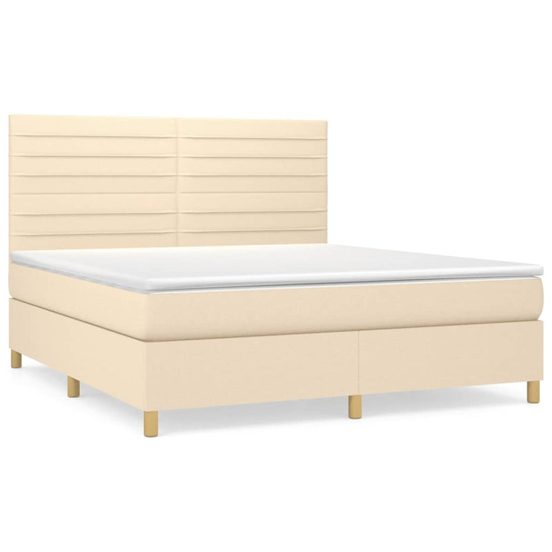 Boxspring met matras stof crèmekleurig 160x200 cm