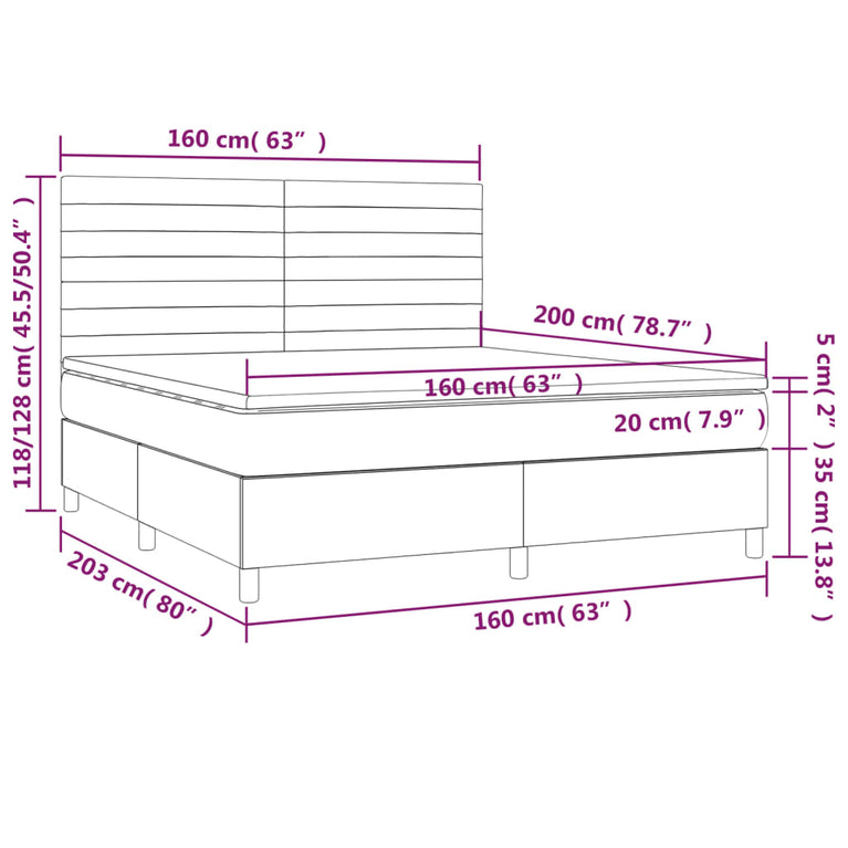 Boxspring met matras stof crèmekleurig 160x200 cm