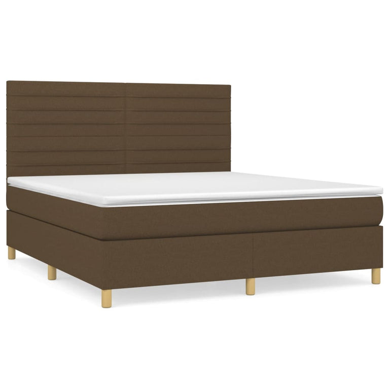 Boxspring met matras stof donkerbruin 180x200 cm