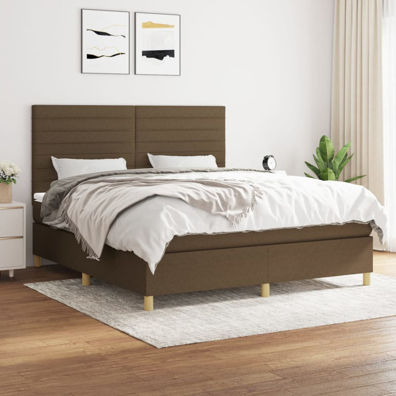 Boxspring met matras stof donkerbruin 180x200 cm