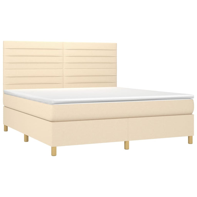 Boxspring met matras stof crèmekleurig 180x200 cm