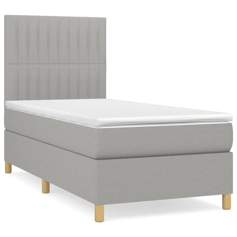 Boxspring met matras stof lichtgrijs 80x200 cm