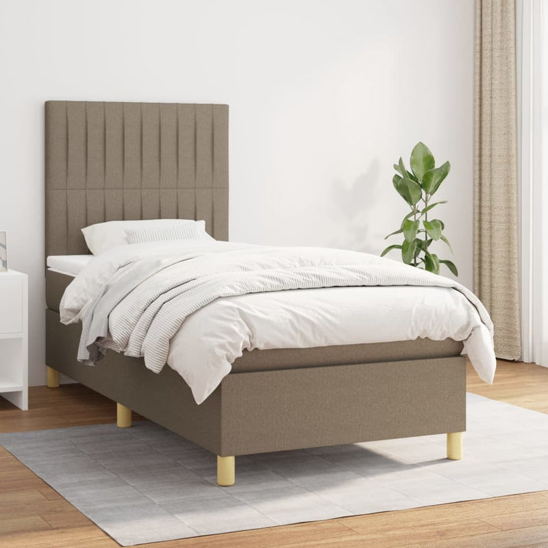 Boxspring met matras stof taupe 100x200 cm