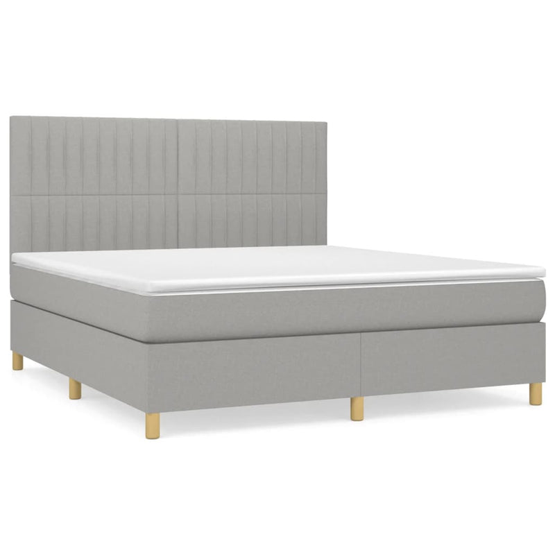 Boxspring met matras stof lichtgrijs 160x200 cm