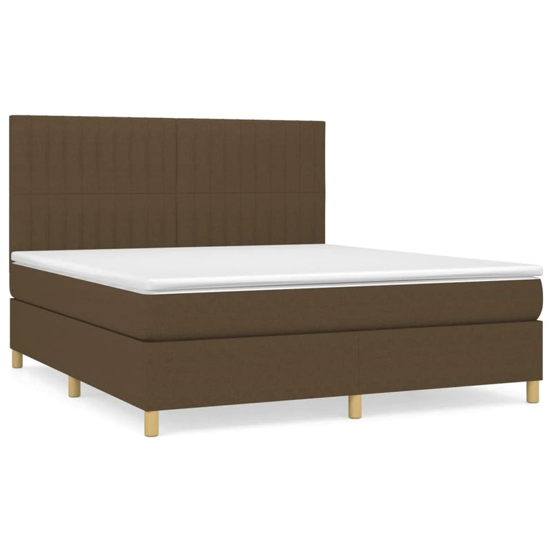Boxspring met matras stof donkerbruin 160x200 cm
