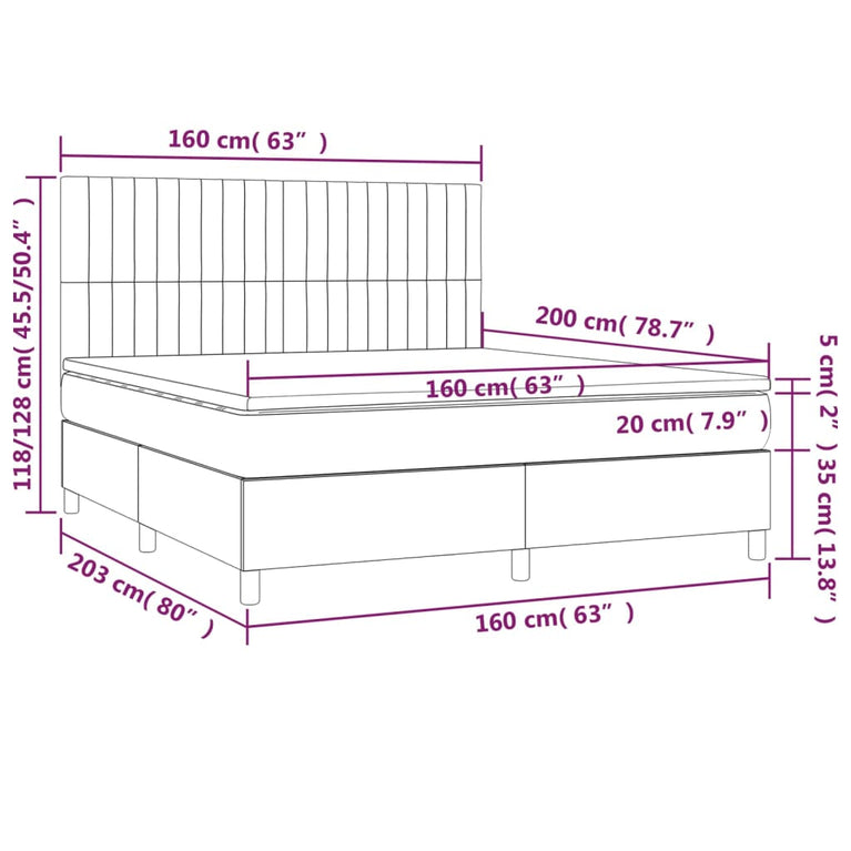 Boxspring met matras stof donkerbruin 160x200 cm