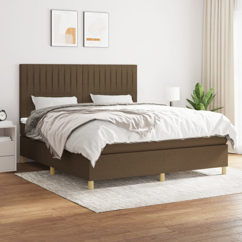 Boxspring met matras stof donkerbruin 160x200 cm