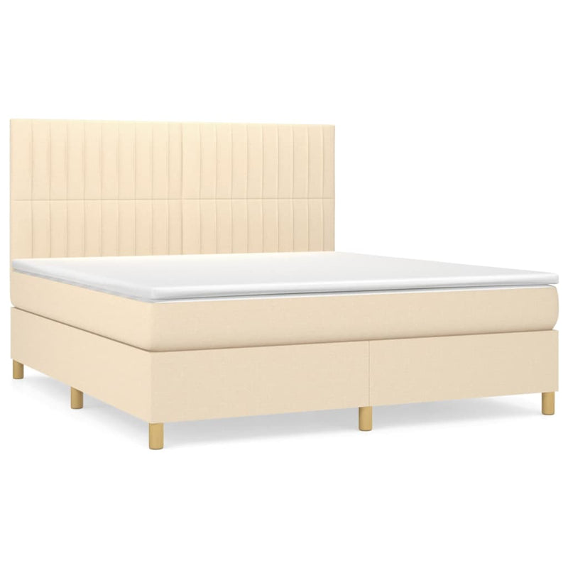 Boxspring met matras stof crèmekleurig 160x200 cm