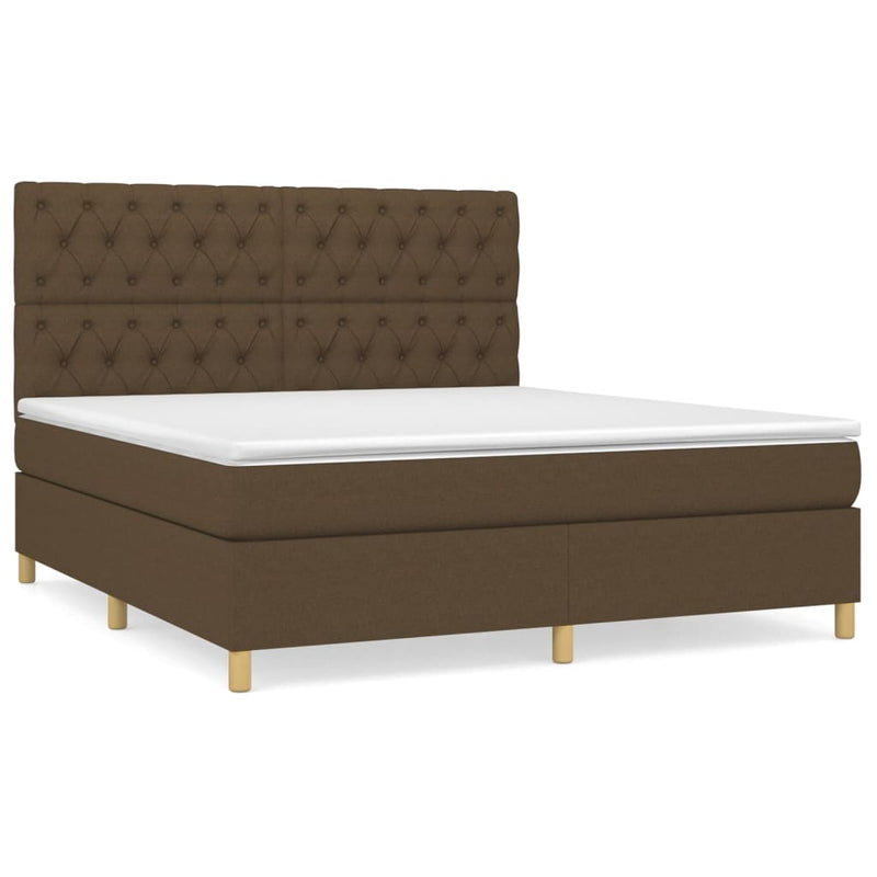 Boxspring met matras stof donkerbruin 160x200 cm