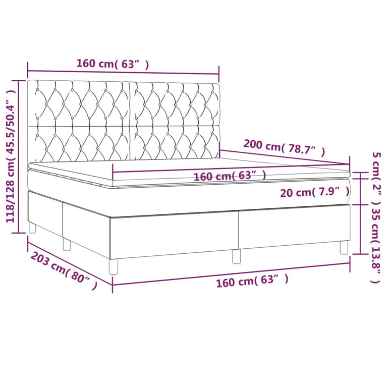 Boxspring met matras stof donkerbruin 160x200 cm