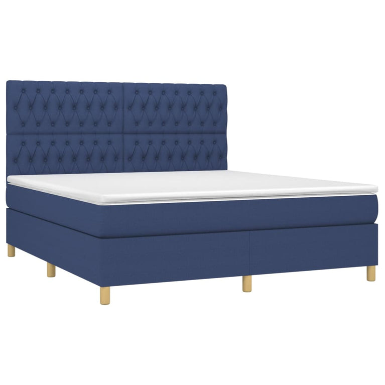 Boxspring met matras stof blauw 180x200 cm