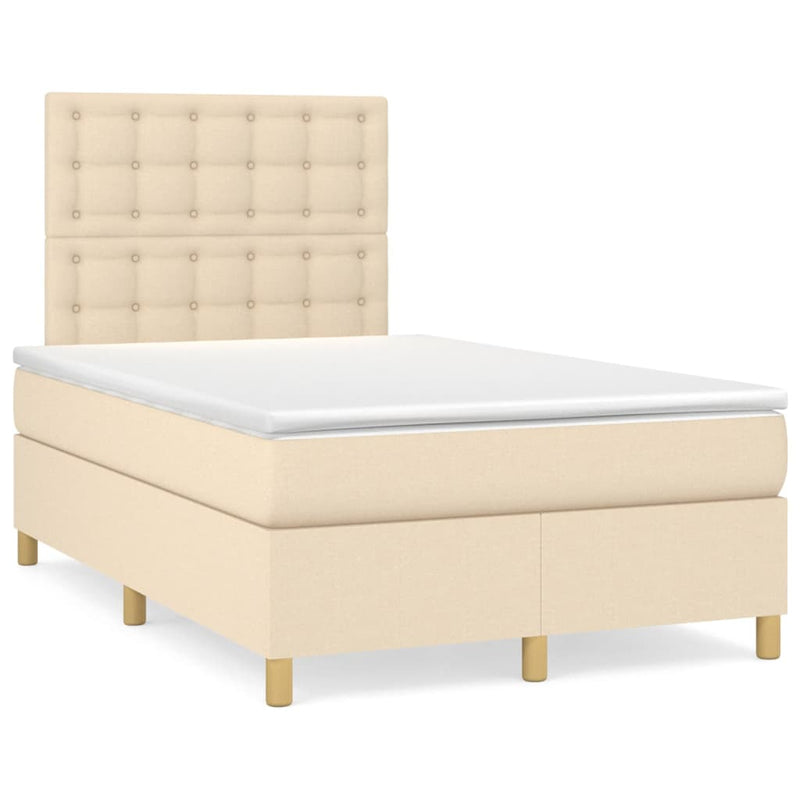 Boxspring met matras stof crèmekleurig 120x200 cm