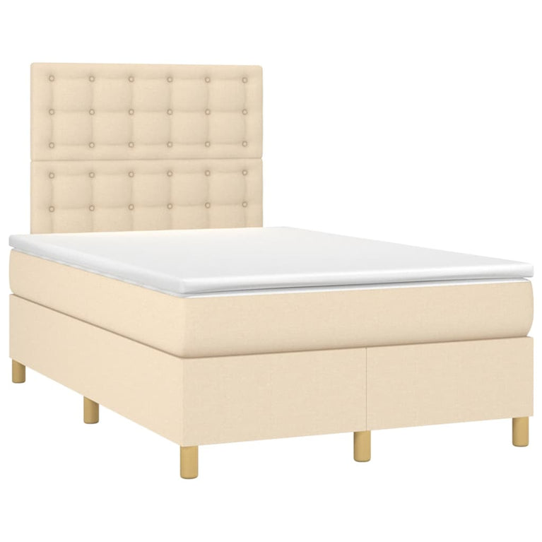 Boxspring met matras stof crèmekleurig 120x200 cm