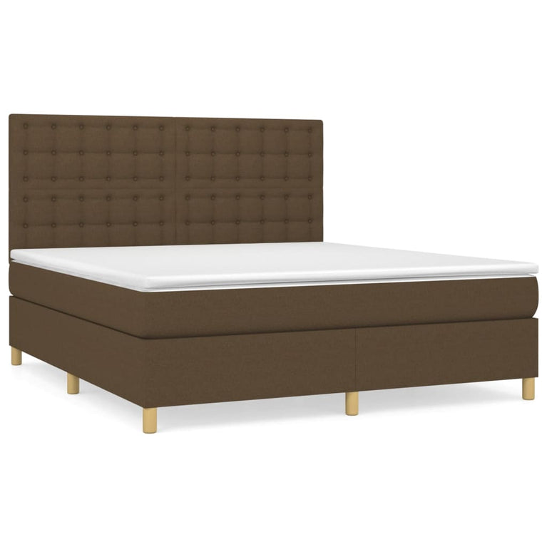 Boxspring met matras stof donkerbruin 180x200 cm