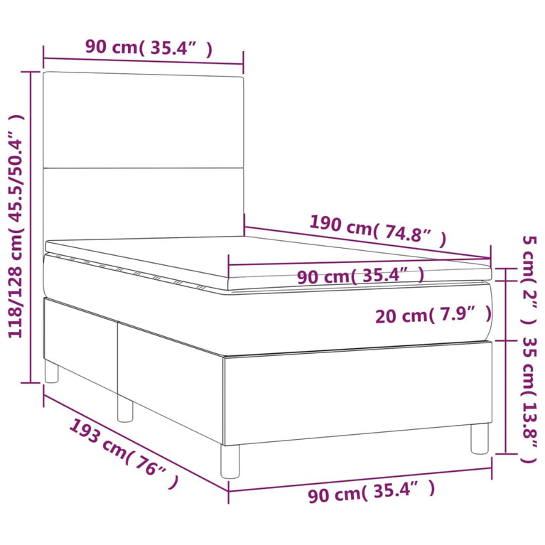Boxspring met matras kunstleer cappuccinokleurig 90x190 cm