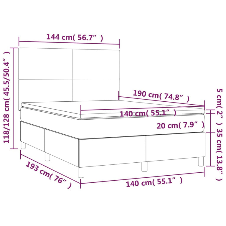 Boxspring met matras kunstleer bruin 140x190 cm