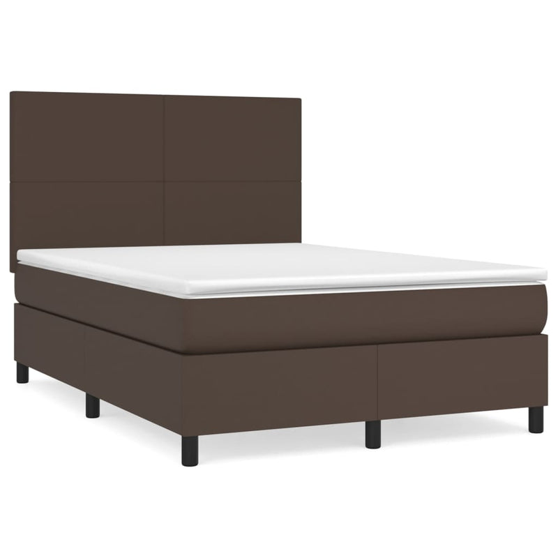 Boxspring met matras kunstleer bruin 140x200 cm