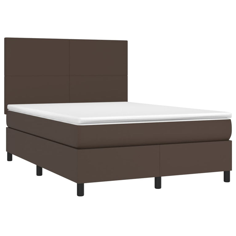 Boxspring met matras kunstleer bruin 140x200 cm