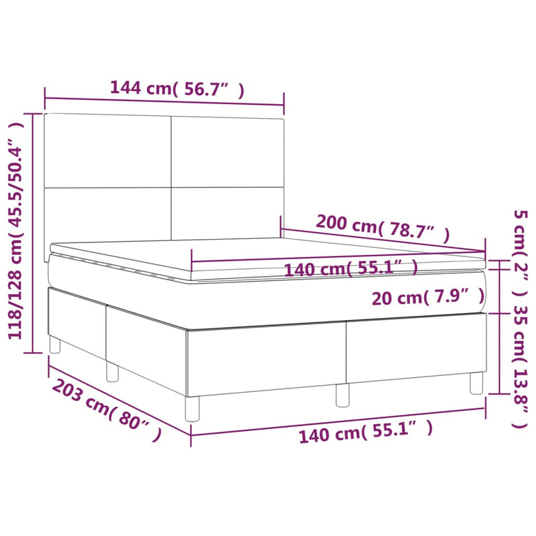 Boxspring met matras kunstleer bruin 140x200 cm