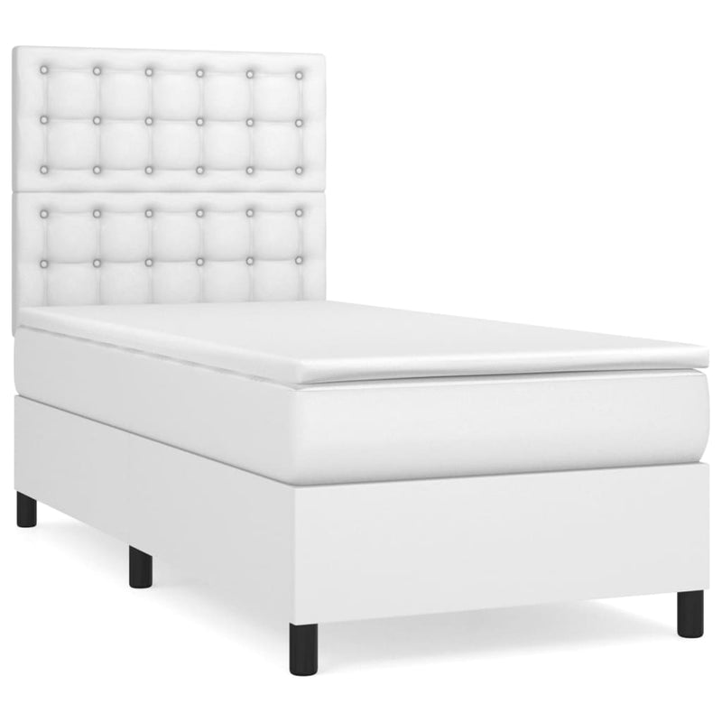 Boxspring met matras kunstleer wit 90x190 cm