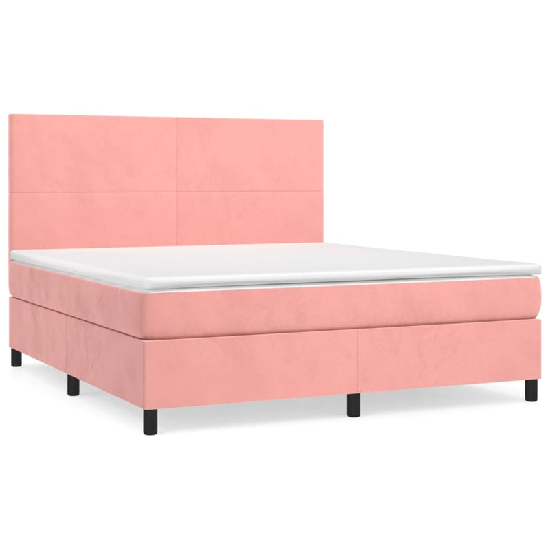 Boxspring met matras fluweel roze 180x200 cm