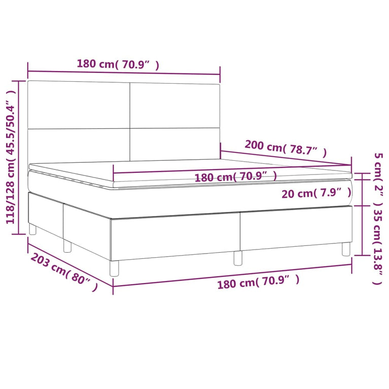 Boxspring met matras fluweel roze 180x200 cm