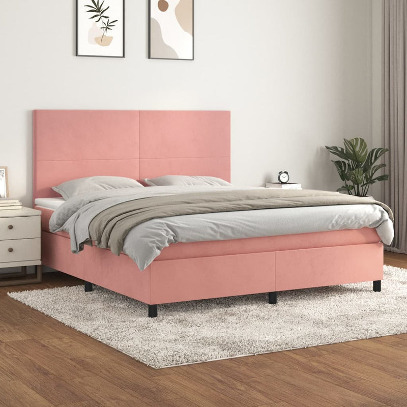 Boxspring met matras fluweel roze 180x200 cm