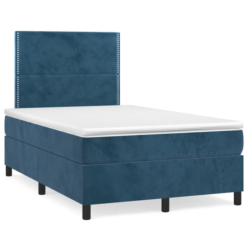 Boxspring met matras fluweel donkerblauw 120x200 cm
