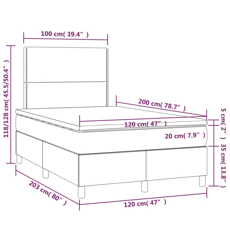 Boxspring met matras fluweel donkerblauw 120x200 cm