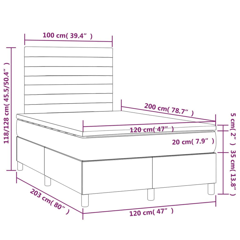 Boxspring met matras fluweel donkerblauw 120x200 cm