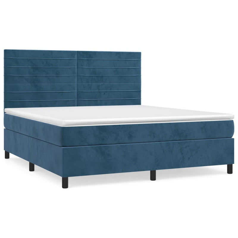 Boxspring met matras fluweel donkerblauw 180x200 cm