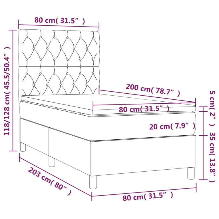 Boxspring met matras fluweel zwart 80x200 cm