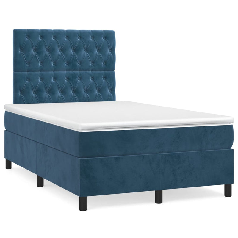 Boxspring met matras fluweel donkerblauw 120x200 cm