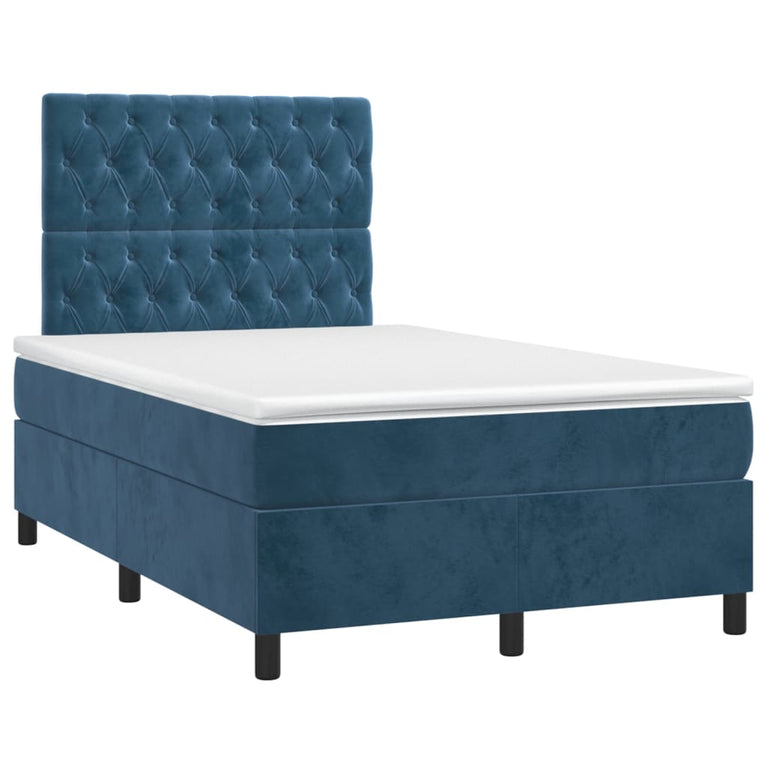 Boxspring met matras fluweel donkerblauw 120x200 cm